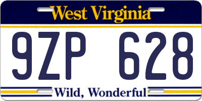 WV license plate 9ZP628