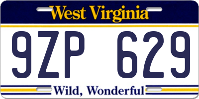 WV license plate 9ZP629