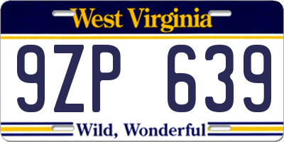 WV license plate 9ZP639