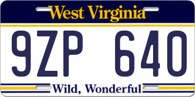 WV license plate 9ZP640