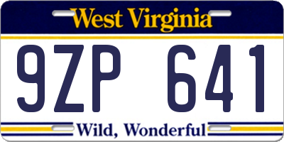 WV license plate 9ZP641