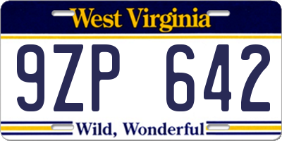 WV license plate 9ZP642