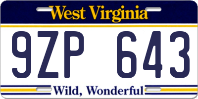 WV license plate 9ZP643