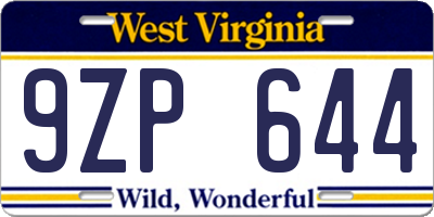 WV license plate 9ZP644