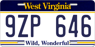 WV license plate 9ZP646