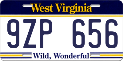 WV license plate 9ZP656