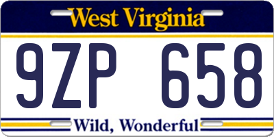 WV license plate 9ZP658