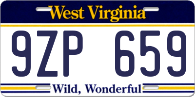 WV license plate 9ZP659
