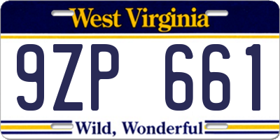 WV license plate 9ZP661