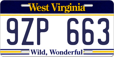 WV license plate 9ZP663