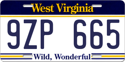 WV license plate 9ZP665