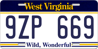 WV license plate 9ZP669