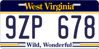 WV license plate 9ZP678