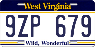 WV license plate 9ZP679