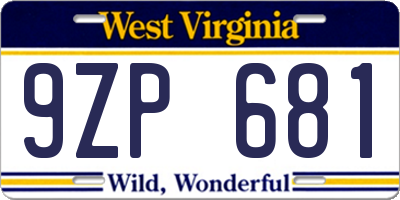 WV license plate 9ZP681