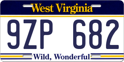 WV license plate 9ZP682