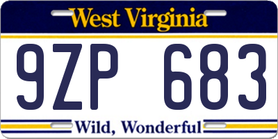WV license plate 9ZP683