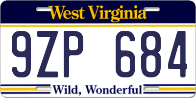 WV license plate 9ZP684