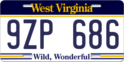 WV license plate 9ZP686