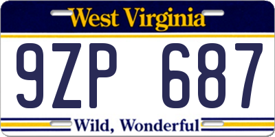 WV license plate 9ZP687