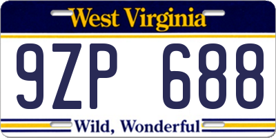WV license plate 9ZP688