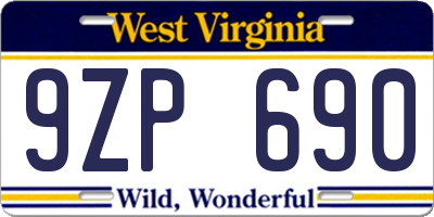 WV license plate 9ZP690