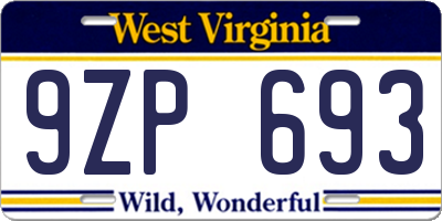 WV license plate 9ZP693