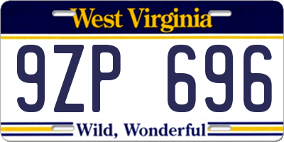 WV license plate 9ZP696