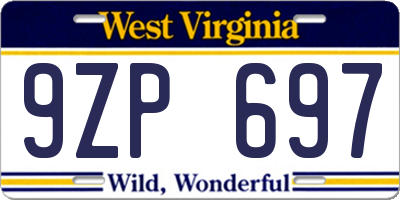 WV license plate 9ZP697