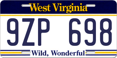 WV license plate 9ZP698