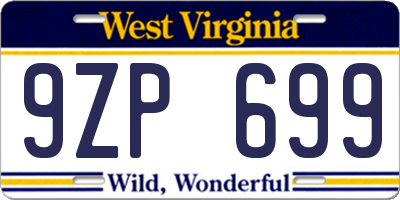 WV license plate 9ZP699
