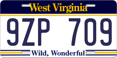 WV license plate 9ZP709