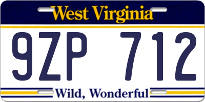 WV license plate 9ZP712