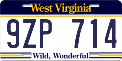 WV license plate 9ZP714