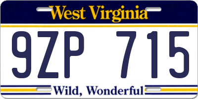 WV license plate 9ZP715