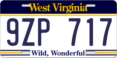 WV license plate 9ZP717