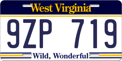 WV license plate 9ZP719
