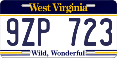 WV license plate 9ZP723