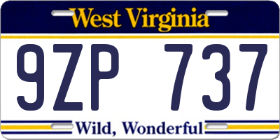WV license plate 9ZP737