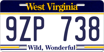 WV license plate 9ZP738