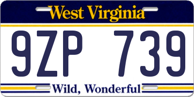 WV license plate 9ZP739