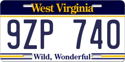 WV license plate 9ZP740