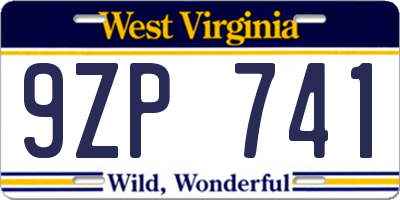 WV license plate 9ZP741