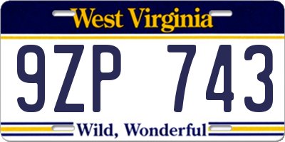 WV license plate 9ZP743