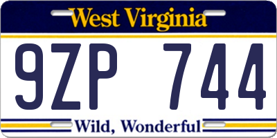 WV license plate 9ZP744