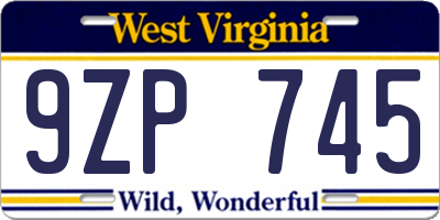 WV license plate 9ZP745