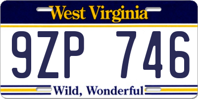 WV license plate 9ZP746