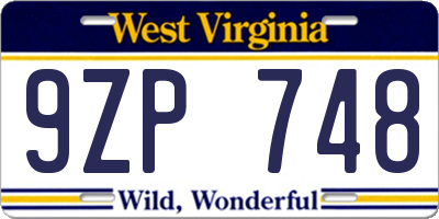 WV license plate 9ZP748