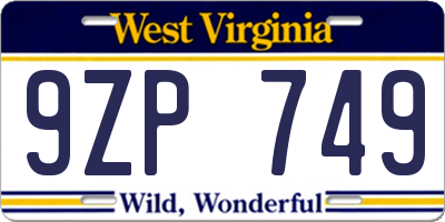 WV license plate 9ZP749