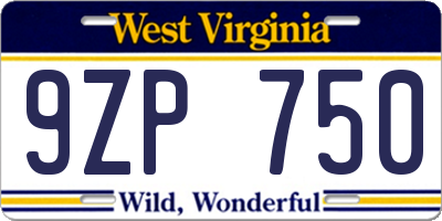 WV license plate 9ZP750